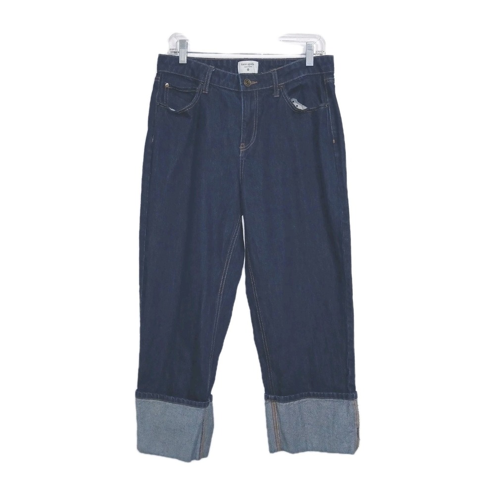 Kate Spade X Target Wide Cuff Jeans 8 Medium Women Blue Denim Designer High Rise